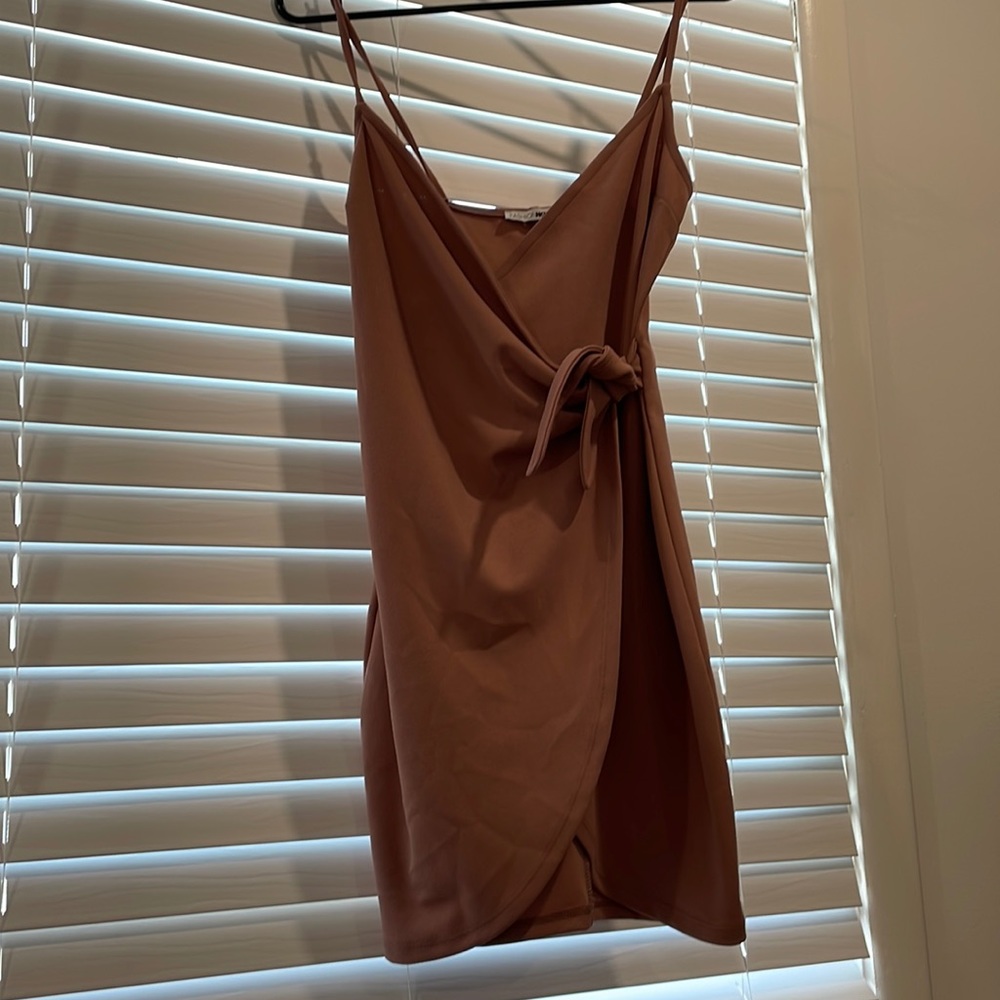 Nude side wrap body con dress never been worn